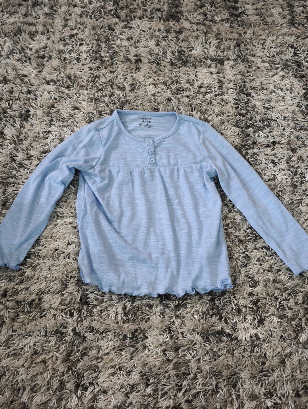 Carter’s Girls Size 4 Light Blue Long Sleeve Henley Peplum Top
